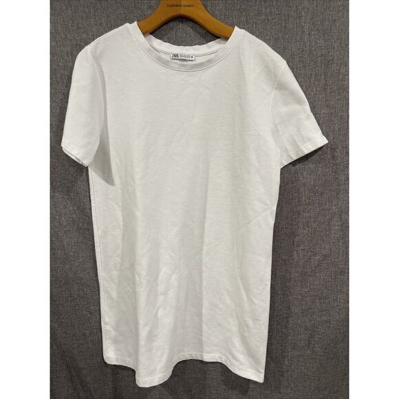 Zara Dresses & Skirts - Zara Women M Shift Dress Crew Neck Short Sleeve Cotton Blend Ribbed T Shirt Prep